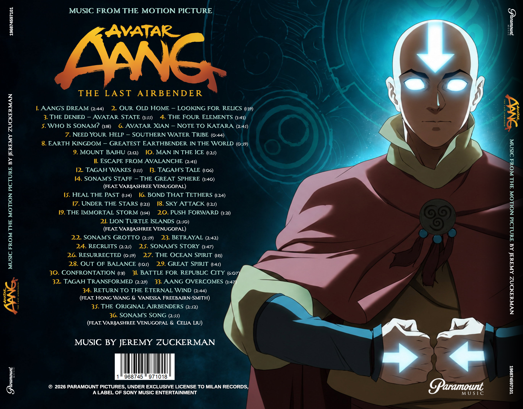 Contraportada de Avatar: Aang, ampliada sin mostrar los cantos laterales